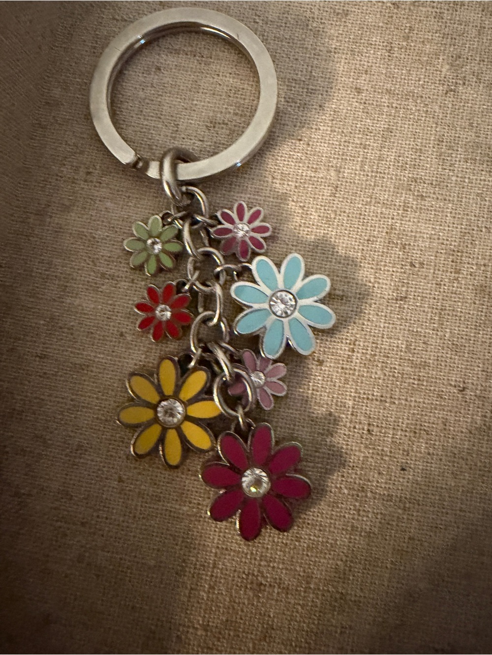 Coach Multi-Color Enamel Daisy Keychain Charm